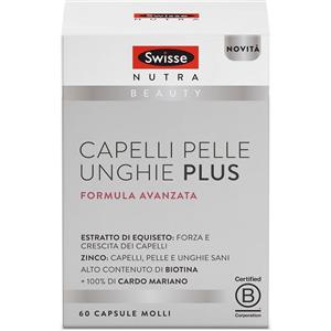 Swisse Capelli Pelle Unghie Plus - Integratore per Capelli Sani e Forti con Biotina e Cardo Mariano, 60 Capsule Molli