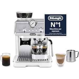 De'Longhi LA SPECIALISTA ARTE EC9155.W Macchina da caffè Manuale, 3 Ricette Preimpostate, Controllo Attivo della Temperatura, 8 Livelli di Macinazione, Lancia MyLatte Art, incluso KIT BARISTA, Bianco