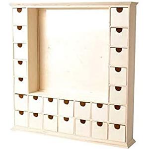 Artemio 14002558 - Calendario dell'Avvento in Legno, Quadrato, con scatole, 44 x 44 x 7 cm