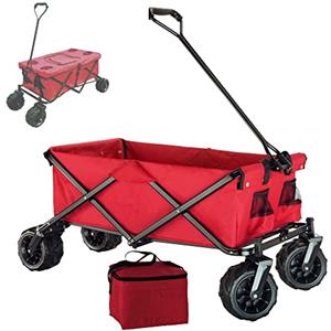 ECOVELO CARRELLO PIEGHEVOLE DA SPIAGGIA GIARDINO MANUALE CON 4 RUOTE PER TRASPOSRTO EXTRA LARGE OFFROAD RIMORCHIO PER CAMPEGGIO CON TELAIO ROBUSTO