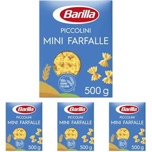Barilla Pasta Mini Farfalle Piccolini, Pasta Corta di Semola di Grano Duro 100% Italiano, 500 gr (Confezione da 4)