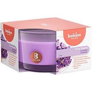 Bolsius True Scents Candela Profumata in Giara - Fragranza Lavanda - Colore Viola - Grande - Lunga Durata di 14 Ore - Estratti Naturali - Candela Decorativa - Cera - Senza Fumo - 5 x 8 cm