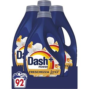 Dash Power Detersivo Liquido Lavatrice, 92 Lavaggi (4x23), Freschezza Di Lenor, Oro e Fiori di Vaniglia, Freschezza che dura 7 Giorni, Pulizia Impeccabile