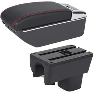 OJTEMHBH Box Bracciolo Console Centrale Per Suzuki Per Swift 2005-2025 Bracciolo Per Auto Scatola Portaoggetti Automatica Rinforzo Interno(A1 Black red 7USB)