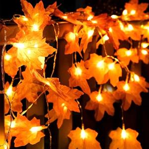 JEDWKFA Luci Della Stringa di Foglia D'acero, Ghirlanda di Foglie D'acero, Foglie Autunnali, 3M 30 Led Foglie Autunnali Decorative, per Halloween, Tema Ringraziamento, Feste di Natale