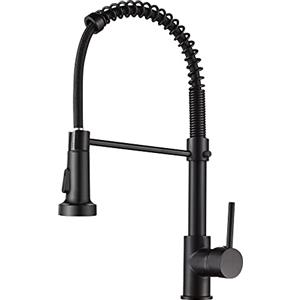 MOGFCT Rubinetto da cucina con molla a spirale, Miscelatore da cucina doccetta estraibile, Acqua fredda e calda girevole a 360° (nero)