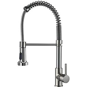 MOGFCT Rubinetto da cucina con molla a spirale, Miscelatore da cucina doccetta estraibile, Acqua fredda e calda girevole a 360°(nichel spazzolato)