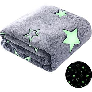 Winthome Coperta Che si Illumina al Buio - Coperta Bambini Morbida Flanella, Plaid Bambini Soffice, Divertente, Coperta Pile Bambino per Ragazzi e Ragazze, Regalo,Tutte Le Stagioni(Stella,120x150cm)