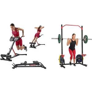 Sunny Health & Fitness Sunny Health and Fitness Unisex's Station-SF-BH620062 Hyperextension Roman Chair with Dip Station + Power Zone Squat Stand Rack Power Cage - SF-XF9931