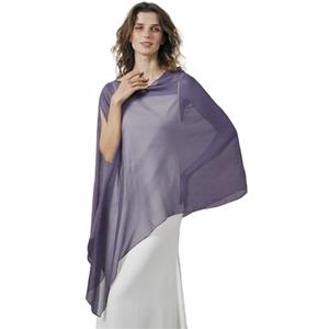 BEAUTELICATE Stola Elegante Donna Cerimonia Elegante Trasparente Crepe Coprispalle Leggera Poncho Cape per Matrimonio Abito da Sera, Lavanda