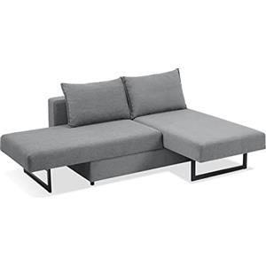 EVERGREENWEB MATERASSI & BEDS EVERGREENWEB - Divano letto chaise longue 3 posti trasformabile in comodo Letto Matrimoniale | Divano letto Angolare con Penisola | Design Moderno lunghezza 230 cm | Colore Grigio | Angélique