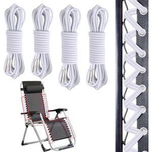 Duluok 4 Pezzi Corda Elastica per Sdraio Reclinabile Lacci di Ricambio Universali, Corda Sedia Elastici, Senza gravità da Giardino, Poltrone, Bianco (2,5 m, 1,4 m)