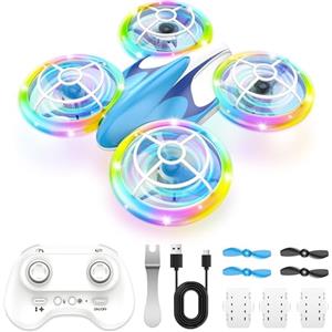 Charmofun Mini Drone Bambini con Luci, RC Aereo Giocattolo Drone Telecomandato con Funzione Hovering, 3D Flip e 3 Batterie, Giocattoli Regalo Per Principianti, Ragazzi e Ragazze (Blu)