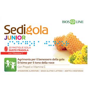 BIOS LINE SpA APIX PROPOLI SEDIGOLA JUNIOR Fragola - Integratore per Gola con Propoli, Erisimo e Vitamina C, 20 Pastiglie
