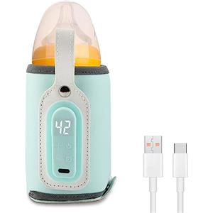 Fransande Scaldabiberon portatile, scaldabiberon USB con display LCD, temperatura regolabile, borsa scaldabiberon scaldavivande, scaldabiberon scaldabiberon termostato scaldabiberon per tutte le bottiglie