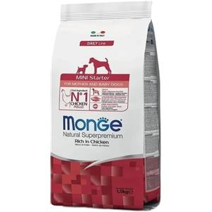 Natural Superpremium Monge Mini Starter Gusto Pollo Agnello Alimento Secco Completo per Cuccioli di Cane Formato Sacco 1,5 kg