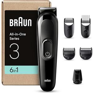 Braun MGK3420 - Tagliacapelli e Regolabarba 6-in-1, 50 Minuti di Utilizzo Senza Fili, Nero
