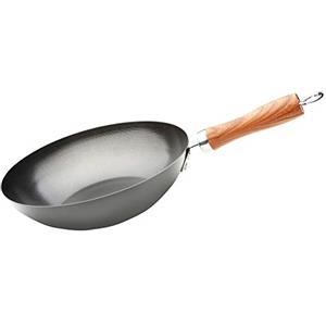 WECOOK! Carbono Wok Induzione 28 cm, Antiaderente Titanio QUANTANIUM Ecologico 3 Strati PFOA-Free, Acciaio al Carbonio, Manico in Simil Legno, Vitroceramica, Gas, Lavastoviglie