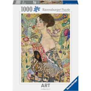 Ravensburger - Puzzle 1000 Pezzi Klimt: Dama Col Ventaglio | Puzzle 1000 Pezzi Arte Con Una Misura Di 70x50 Cm | Regalo Per Adulti E Bambini Da 14 Anni E Più