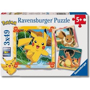 Ravensburger - Puzzles Pokémon Confezioni Da 3 | Puzzle Bambini 5 Anni O Più | Regalo Bimba 5 Anni 3 X 49 Pezzi | Puzzle Bambini 21 X 21 Cm | Puzzles Perfetti Ravensburger