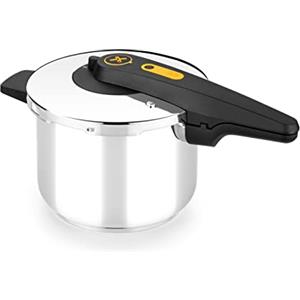 BRA - Pentola a Pressione Rapida 6 L, Apertura a Forbice, Acciaio Inox 18/10, Facile Da Usare E Sicura, Adatta a Tutti I Tipi Di Fornelli E All'Induzione