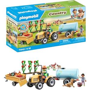 PLAYMOBIL 71442 Trattore con Rimorchio e Cisterna - Gioco di Ruolo Sostenibile per Bambini dai 4 Anni