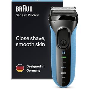 Braun Series 3 ProSkin 3010s Rasoio Elettrico, Nero/Blu e Rasoio Elettrico da Uomo Wet&Dry Ricaricabile e Senza Fili