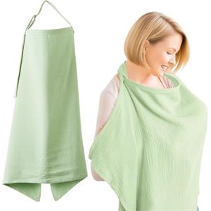 TULEBOLIAN Copri Seno Allattamento,Coperta Allattamento Al Seno Per Bambini, 75 * 95cm,Grembiule Per Allattamento,Coperta Per Allattamento Leggero Traspirante Cotone (Verde)