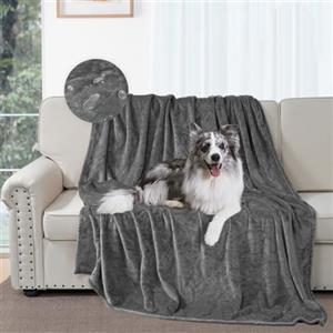 DUJUIKE Coperta Da Letto Impermeabile, Coperta Per Cani Impermeabile In Flanella, Adatta Per La Protezione Dei Mobili Del Divano Letto, Coperta Morbida Multifunzionale Double Face (76x102 cm, Grigia)