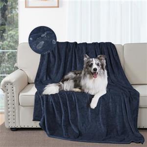 DUJUIKE Coperta Da Letto Impermeabile, Coperta Per Cani In Flanella Impermeabile, Adatta Per La Protezione Di Letti, Divani E Mobili, Morbida Coperta Multifunzionale Double Face (102x152 cm, Blu Navy)