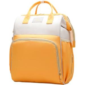 Chickwin Borsa Zaino Fasciatoio Neonato, Borsa Pieghevole per Culla, Zainetto Fasciatoio Grande Multifunzione Borsa Bebè per Mamma e Papà (Giallo,38 * 25 * 17cm)