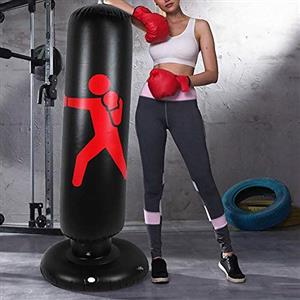 WingFly Sacco da Boxe, Punching Sacco da Boxe da Terra 160 cm, Colonna Tumbler, Tumbler Gonfiabile per Addominali Fitness, Colonna da Combattimento per Bambini e Adulti (Nero)