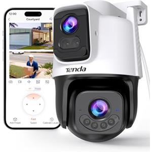 Tenda CH9 Telecamera Esterno Doppio Obiettivo 6MP, Videocamera Sorveglianza con Rilevamento Persone e Veicoli, Visione Notturna a Colori, Audio Bidirezionale, Tracciamento Automatico, IP65, WiFi 6