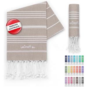 LeStoff Telo per hammam di alta qualità, 100% cotone biologico, prelavato, sostenibile, assorbente e ad asciugatura rapida, per spiaggia, bagno, doccia, yoga, spa e viaggio (50 x 100 cm, beige)