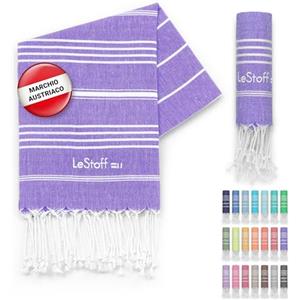 LeStoff Telo mare - 100% Cotone bio, 50 x 100 cm, Prelavato, Assorbente, Asciugatura Rapida, Leggero, Fouta, Telo Ospite, Telo Doccia, Telo Yoga, Telo Benessere, Asciugamano Sportivo (Ultra Violet)