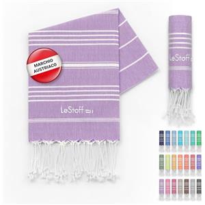 LeStoff Telo mare - 100% Cotone bio, 50 x 100 cm, Prelavato, Assorbente, Asciugatura Rapida, Leggero, Fouta, Telo Ospite, Telo Doccia, Telo Yoga, Telo Benessere, Asciugamano Sportivo Palestra (Lilac)