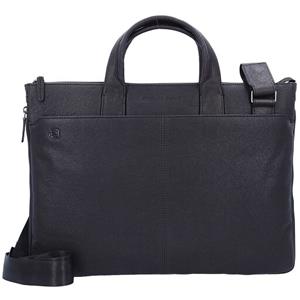 Piquadro Cartella quadrata nera in pelle 42 cm Scomparto per laptop marrone