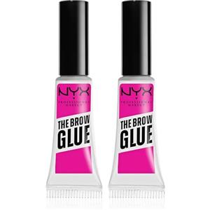 NYX Professional Makeup The Brow Glue Gel Sopracciglia Fissante Istantaneo Effetto Laminazione Tenuta 16h Trasparente - 2 Flaconi da 5g