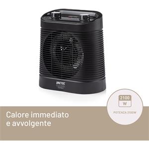 Imetec Silent Power Comfort, termoventilatore silenzioso e compatto, stufetta elettrica, 2100 w, 4 funzioni, termostato ambiente e di sicurezza, funzi