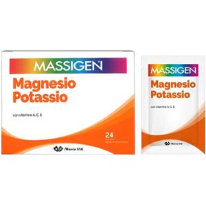 Marco Viti Massigen Magnesio e Potassio 24 Bustine Gusto Arancia Rossa - Integratore per Salute Cardiovascolare e Riduzione della Stanchezza