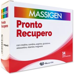 Massigen Pronto Recupero - Integratore Energetico con Creatina, Arginina e Carnitina - 14 Bustine Gusto Arancia Rossa
