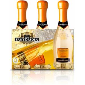 Sant'Orsola - Mini Bottiglie Prosecco D.O.C. Millesimato Extra Dry, da Uva Glera, Gusto Fresco con Note Fruttate, 3x200 ml