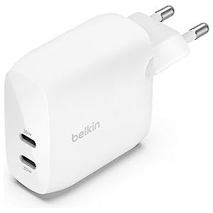 Belkin BoostCharge Doppio caricabatteria con PPS da 60 W per iPhone 16, 15, 14, iPad, Samsung Galaxy e Google Pixel, caricatore compatibile con cavi da USB-C a Lightning