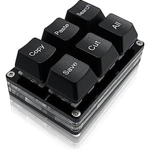 BTXETUEL Copia Incolla Cerca Salva Cut All Tastiera a 6 tasti Tastiera OSU con una sola mano Tastiera Meccanica Programmabile Scorciatoia Meccanica Macro Tastiera per Lavoro e Gaming (nero)