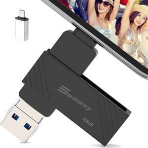 Somony Chiavetta USB per iPhone,Pendrive usb c 4 in 1,chiavetta usb OTG Pen Drive usb 3.2 gen 1 Metallo Pennetta Memoria Stick per PC, Laptop,Smartphone,Chiavetta 3.0 Photo Stick for Phone (Nero, 256GB)