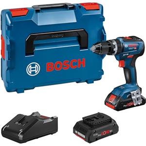 Bosch Professional 06019H5304 Trapano a Percussione Gsb 18V-55, 2X4.0Ah Batterie + Caricatore, 18 Volt, Diametro Foro in Muratura: 10 mm, in L-Boxx, 18 V, Blu