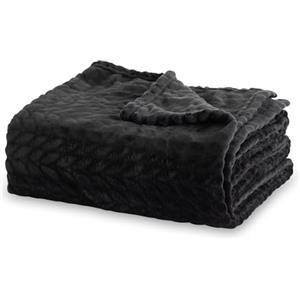 Winthome Coperta Pile Morbida Soffice, Plaid Divano Calda, Blanket Facile da Pulire, Adolescenti e Adulti, Coperta Peluche Adatta a Tutte le Stagioni (150x200cm, Nero)