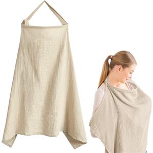 Ksvaye Copri Seno Allattamento Cotone Coperta per Allattamento in Mussola Traspirante Telo Allattamento al Seno con Spalline Regolabili 71 X 95 cm Scialle Privacy Allattamento (light kaki)