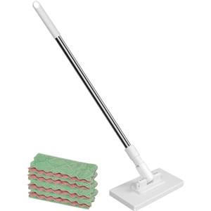 Krmoau 2025 mocio con sistema di bloccaggio a pressione, senza lavaggio a mano, un cambiamento, panno automatico con 4 panni in microfibra riutilizzabili