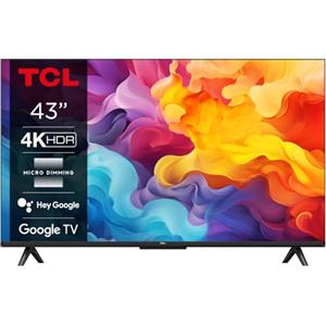 TCL 43P655 - Smart TV 43 Pollici 4K, DVB-T2, Wifi, H.264, H.265, Nero, Classe energetica F